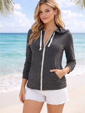 Abbot Main Venice Beach Lightweight Zip Hoodie Gray